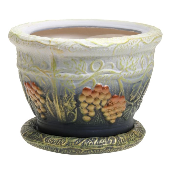 Кашпо "Виноград" акрил, бело-зелёное, 6,5 л