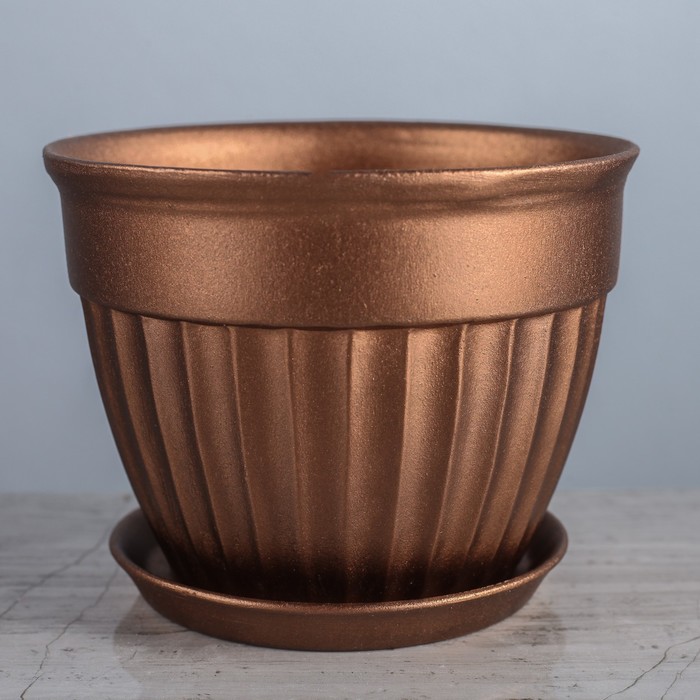 Кашпо "Ромашка" тёмно-коричневое, 0,5 л