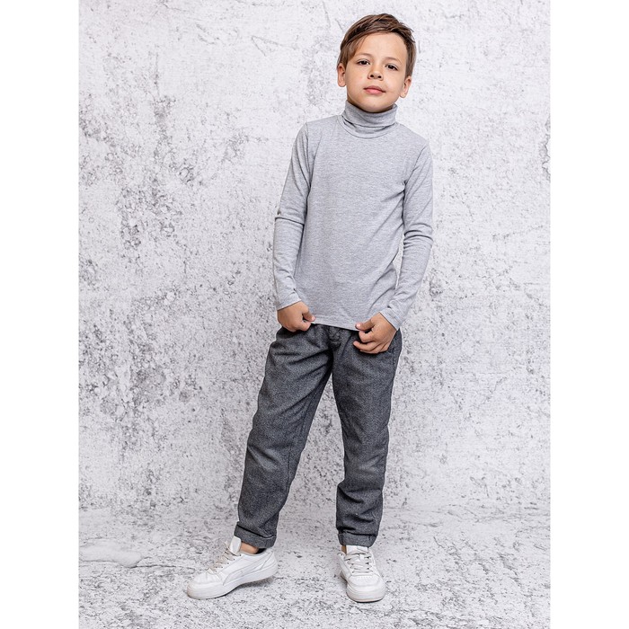 Джемпер для мальчика, рост 116 см, цвет серый меланж джемпер с коротким рукавом для мальчика рост 128 см цвет серый меланж