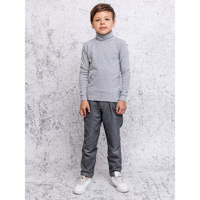 Джемпер для мальчика, рост 128 см, цвет серый меланж джемпер с коротким рукавом для мальчика рост 128 см цвет серый меланж
