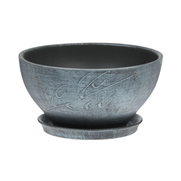 Кашпо "Фиалка" серебро, патина, 1 л