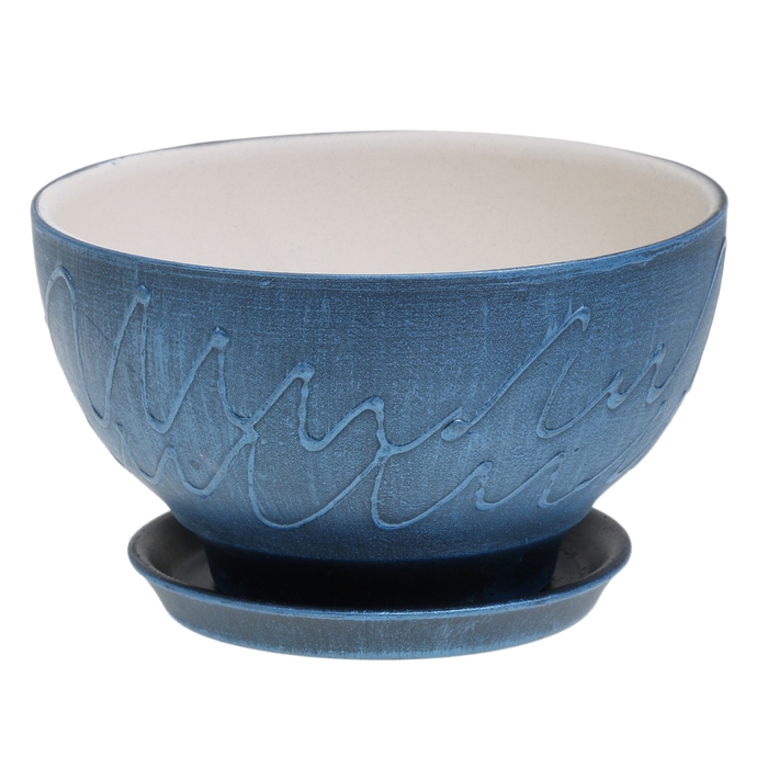 Кашпо "Фиалка" патина, синее, 0,5 л