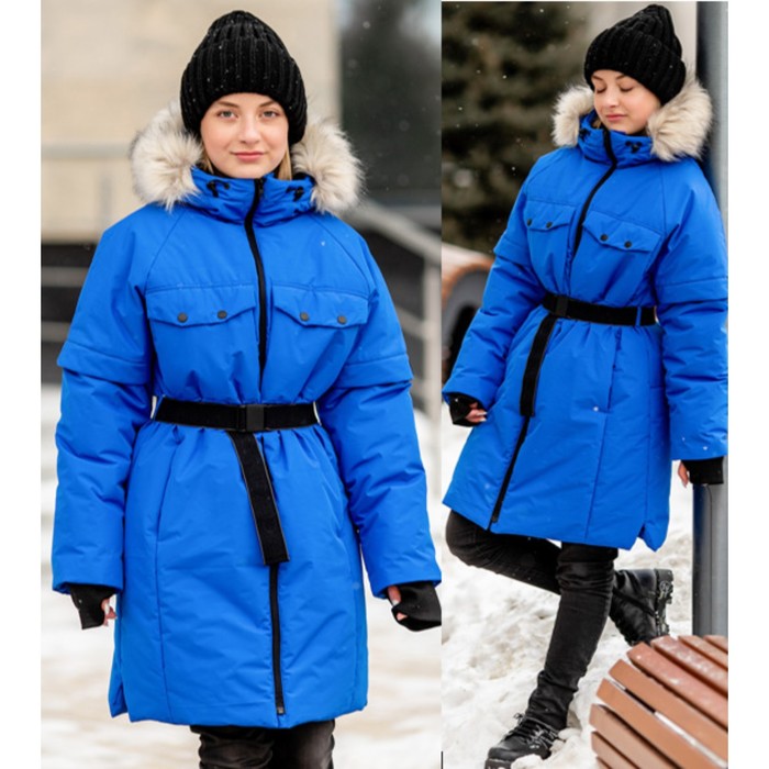 Куртка-парка для девочки, рост 140 см, цвет синий парка весенняя для девочки тринити рост 140 см цвет фуксия