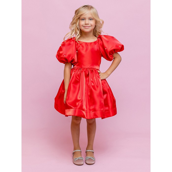Платье для девочки, рост 122 см, цвет красный
