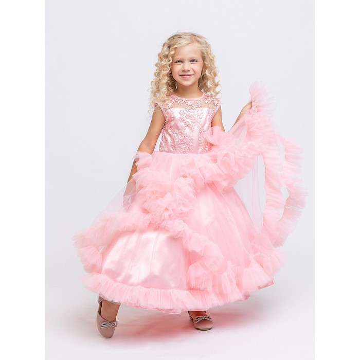платье для девочки николь рост 122 см цвет персиковый Платье для девочки, рост 122 см, цвет персиковый