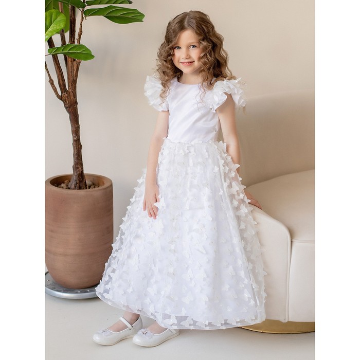 Платье для девочки, рост 128 см, цвет белый