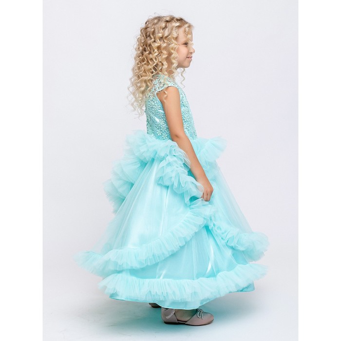 Платье для девочки, рост 128 см, цвет мятный