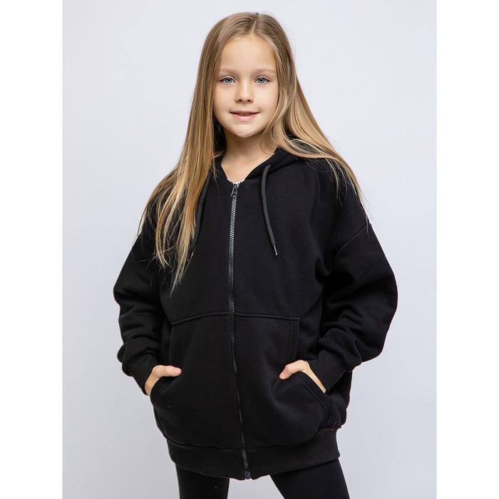 Пуловер на молнии детский, рост 110 см, цвет чёрный