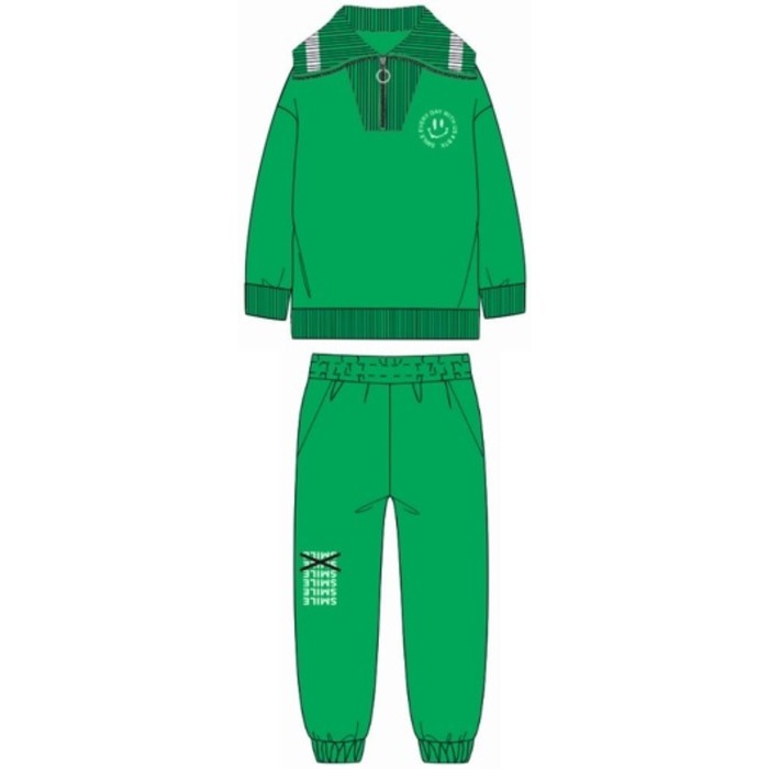 Спортивный костюм детский, рост 152 см, цвет зелёный