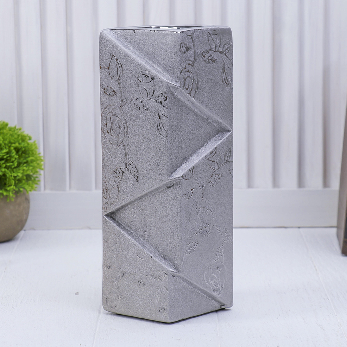 Ваза "Серебряная роза" квадратная