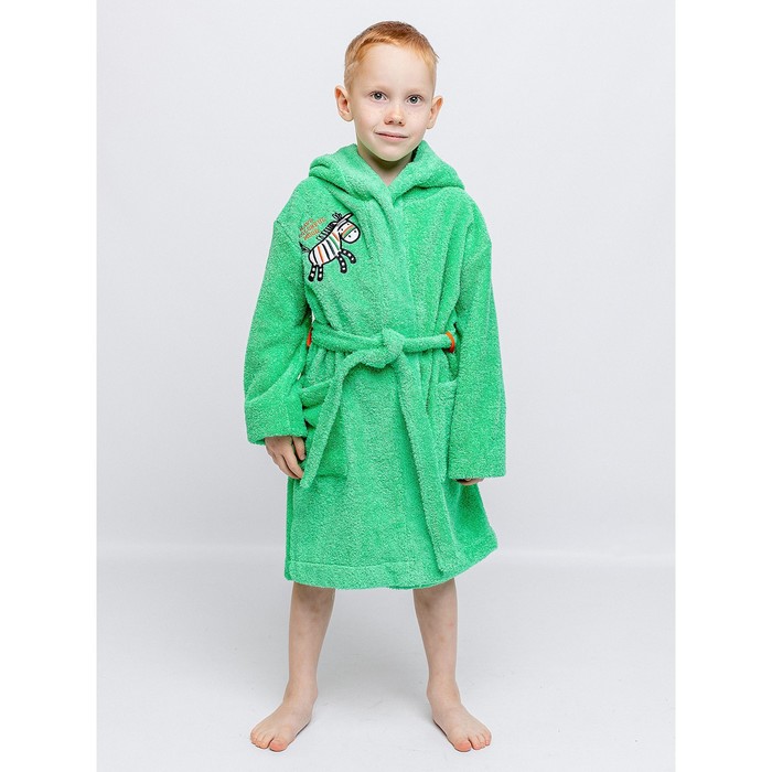 Халат детский махровый, рост 104 см, цвет зелёный халат детский махровый рост 116 см цвет зелёный