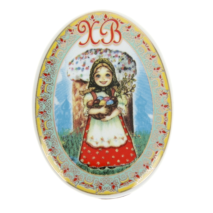 Керамический магнит "Девочка с куличем"