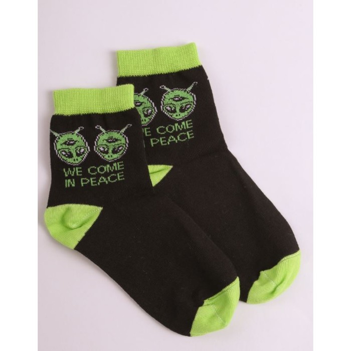 Носки детские, размер 16, цвет чёрно-зелёный