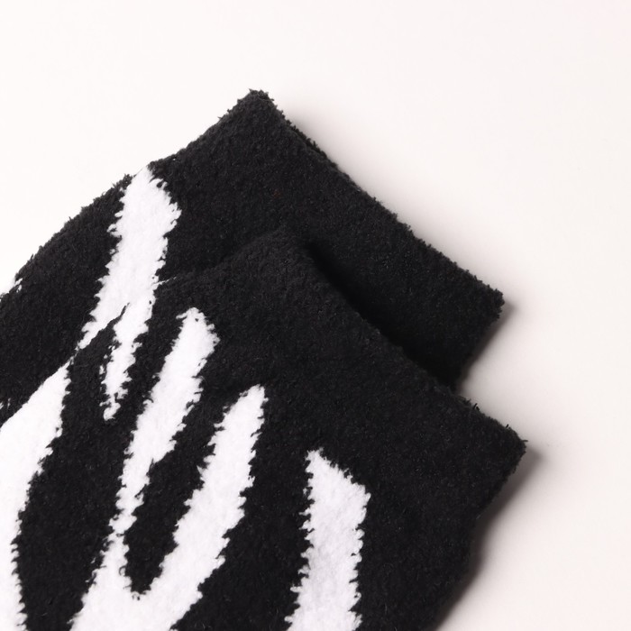 Носки женские махровые «Зебра», цвет чёрный/белый, размер 36-40