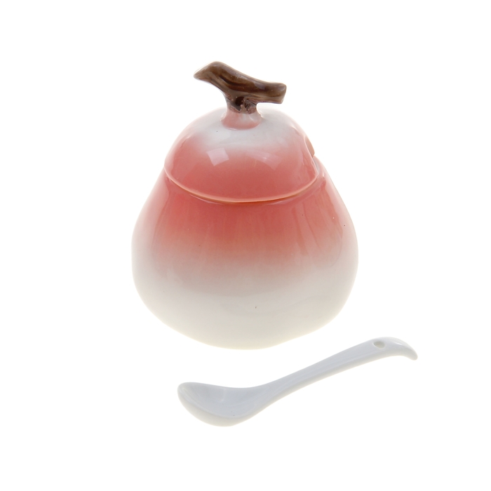 Сахарница 250 мл "Груша", с ложкой, цвет розовый