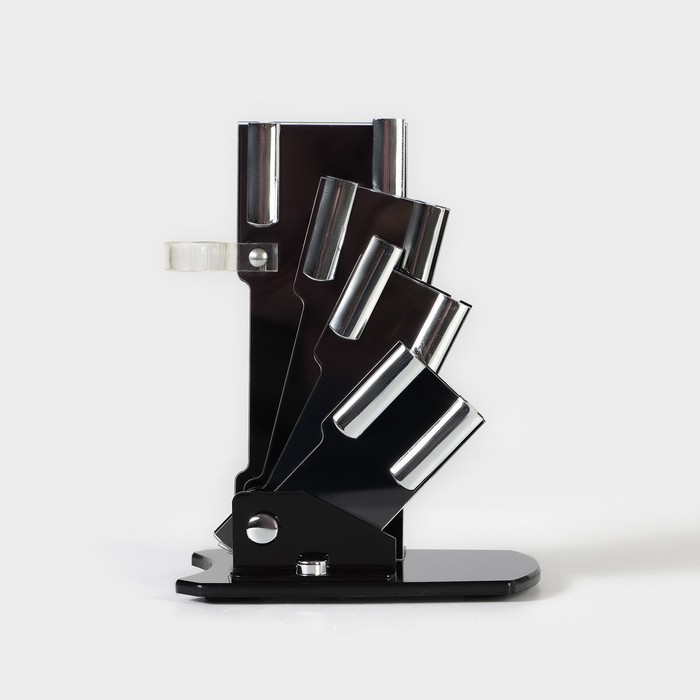 Набор 5 предметов: 4 ножа 7,5/10/13/15 см, овощечистка на подставке "Сочная зелень"