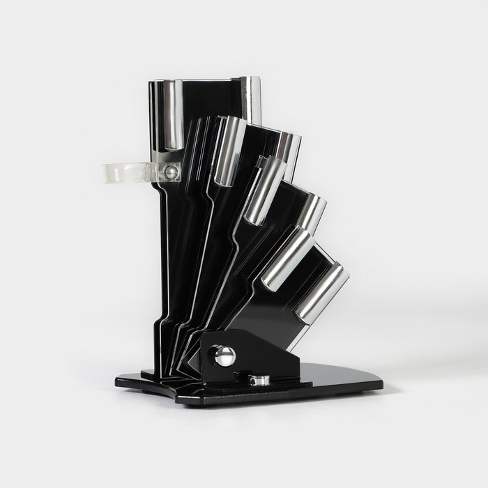 Набор 5 предметов: 4 ножа 7,5/10/13/15 см, овощечистка на подставке "Сочная зелень"