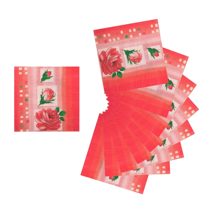 Салфетки бумажные (набор 20 шт) "Дикая роза" 33*33 см