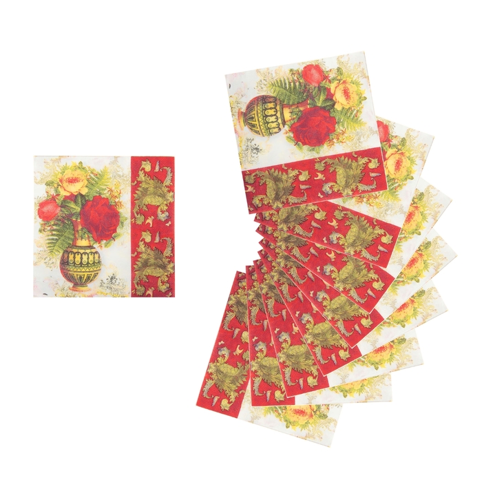 Салфетки бумажные (набор 20 шт) "Ваза цветов" 33*33 см