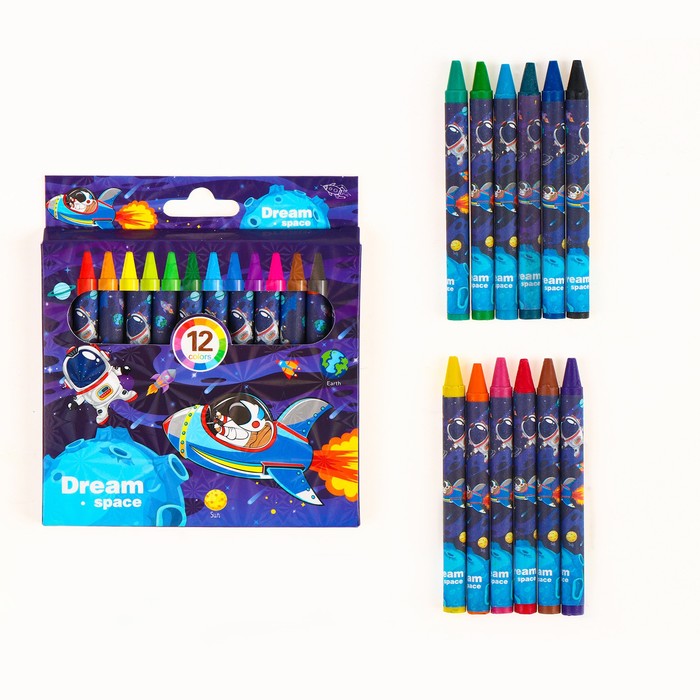 цена Восковые карандаши «Космос», набор 12 цветов