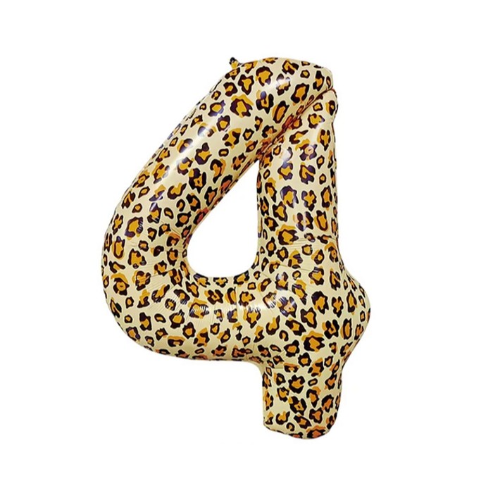 Шар фольгированный 32 Цифра 4, цвет леопард шар фольгированный 32 цифра 4 цвет серебристый