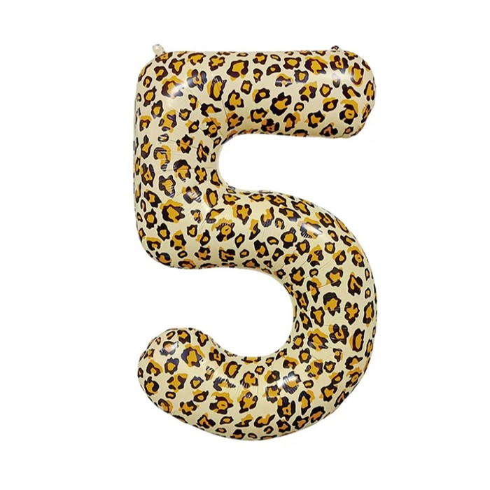 Шар фольгированный 32 Цифра 5, цвет леопард шар фольгированный 32 цифра 5 цвет золото