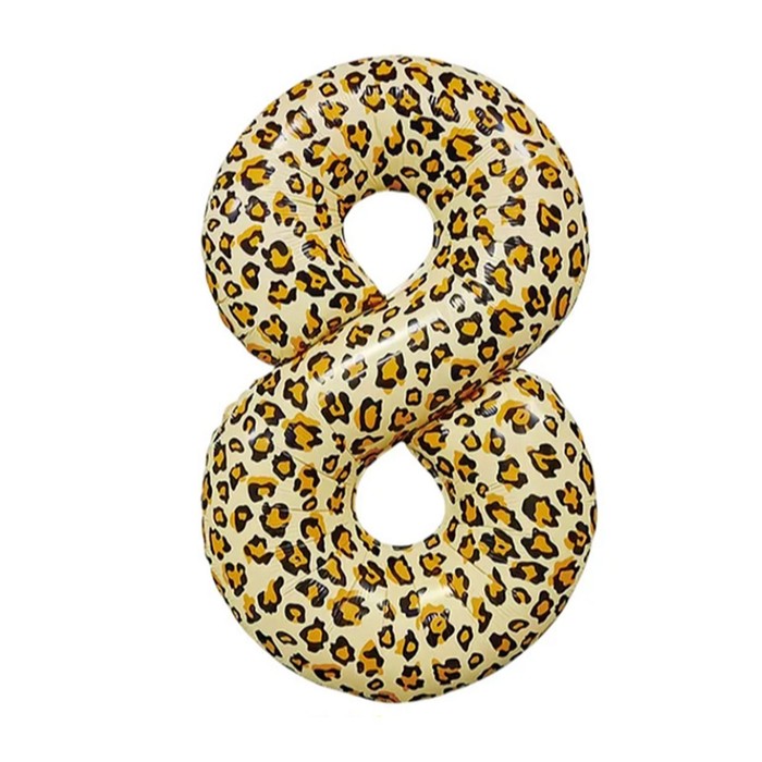 Шар фольгированный 32 Цифра 8, цвет леопард шар фольгированный 32 цифра 8 цвет серебро