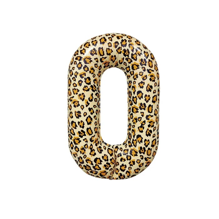 Шар фольгированный 32 Цифра 0, цвет леопард шар фольгированный 32 цифра 0 серебро
