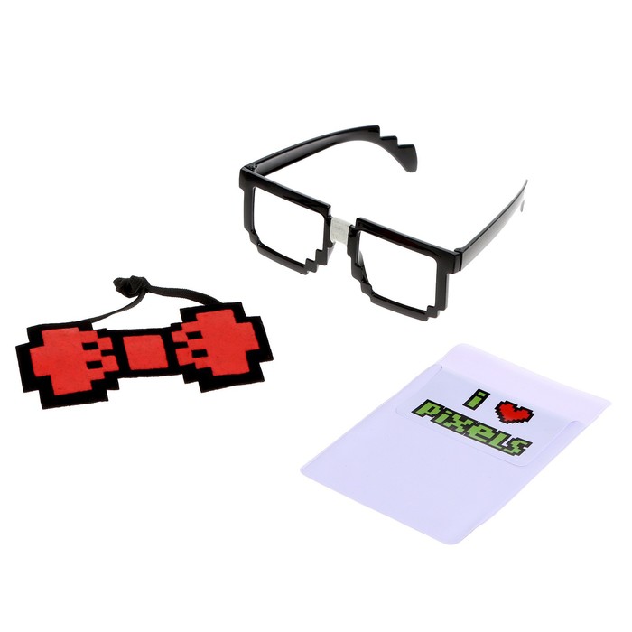 Карнавальный набор Пиксели, 2 предмета: очки, бабочка