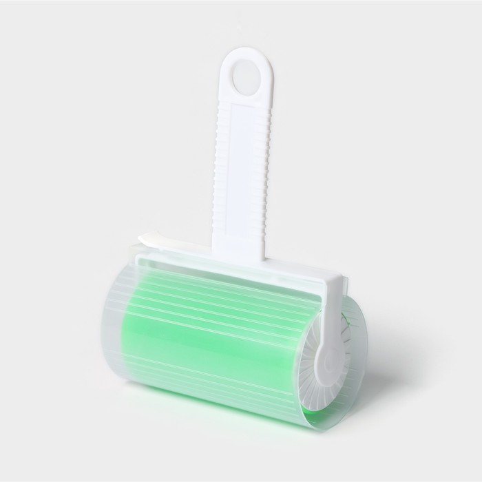 Ролик для чистки одежды в футляре силиконовый, 17×11×6 см, цвет зелёный