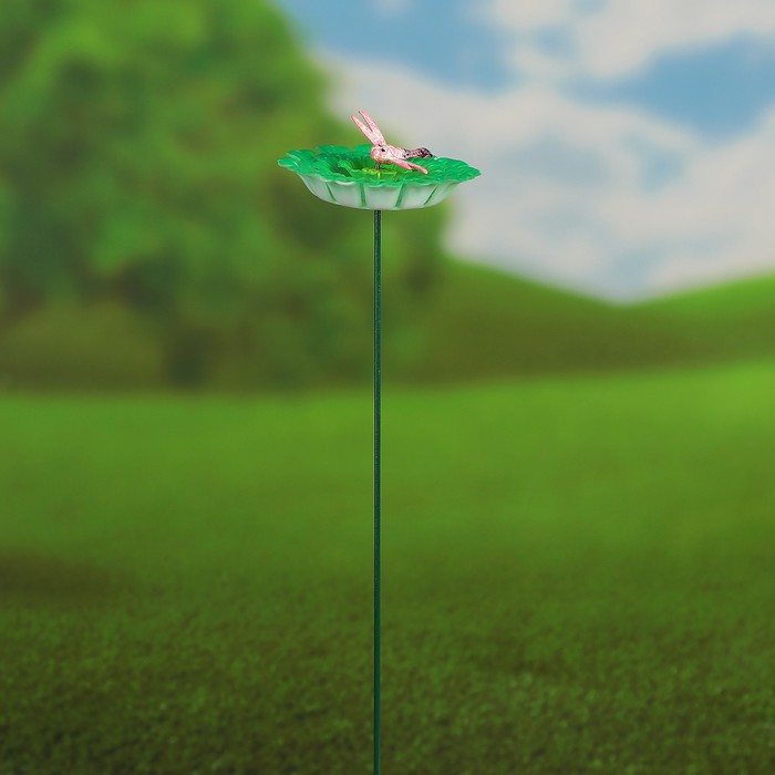 Декоративный штекер "Стрекоза на цветке" микс