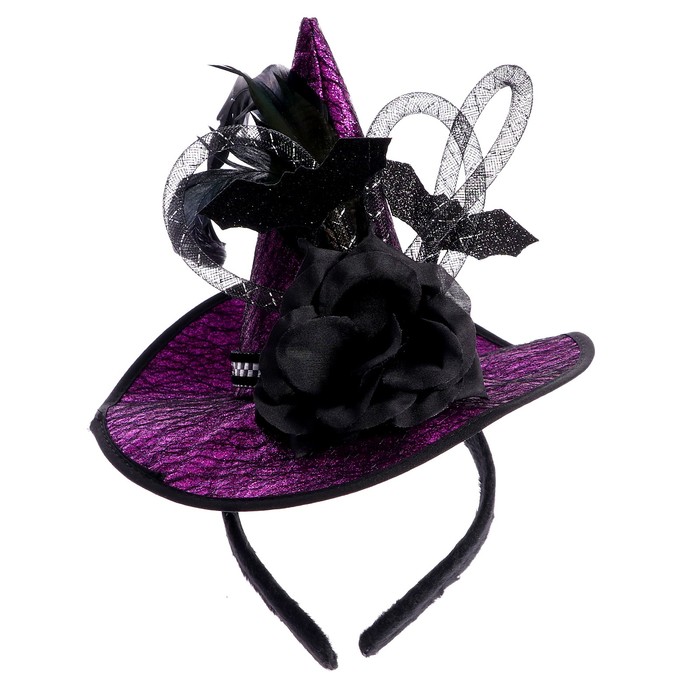 Карнавальный ободок Ведьма, цвет фиолетовый цена и фото