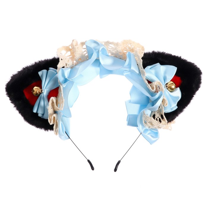 Карнавальный ободок «Ушки аниме», цвет голубой карнавальный ободок ушки аниме цвет голубой hidde материал пластик