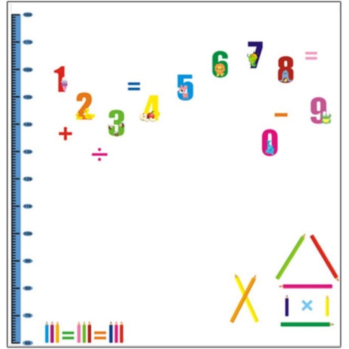 Наклейка пластик интерьерная цветная ростомер Весёлые задачки 50x70 см