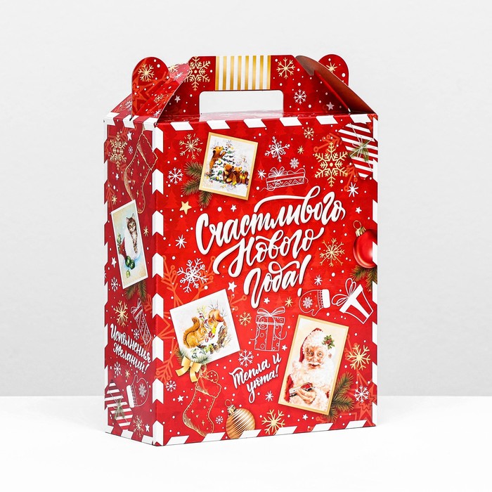 Коробка подарочная складная Новогодица красный 17 х 7 х 25 см коробка складная happiness 17 х 25 см
