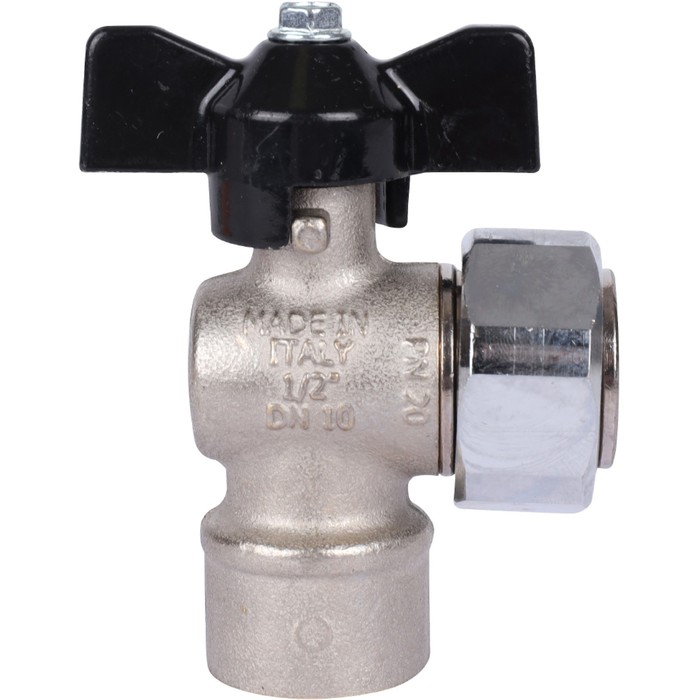 

Кран шаровой STOUT SVB-1010-001520, 1/2"x3/4", внутр резьба/накид гайка, угловой, бабочка
