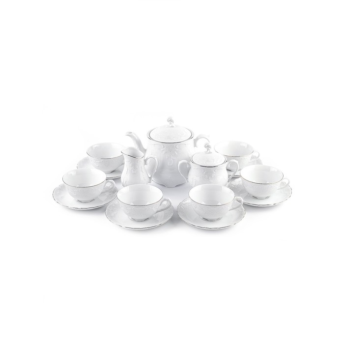 Чайный сервиз Cmielow Rococo «Узор платина», 15 предметов сервиз чайный cmielow рококо платина 6 15 фарфор