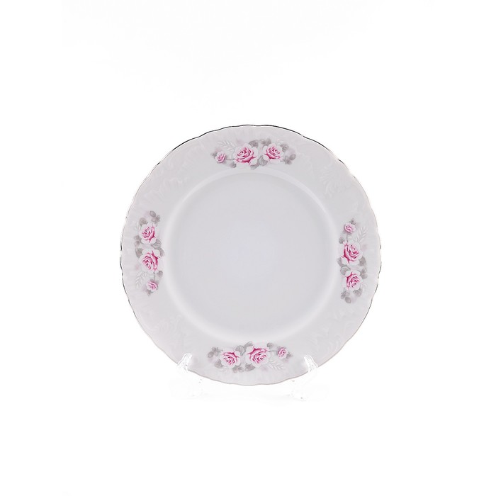 Тарелка десертная Cmielow Rococo «Бледные розы, отводка платина», d=17 см тарелка десертная 17 см rococo декор бледные розы отводка золото