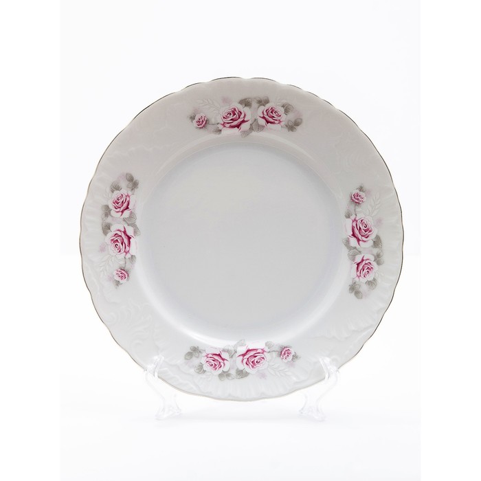 Тарелка десертная Cmielow Rococo «Бледные розы, отводка платина», d=19 см тарелка десертная 17 см rococo декор бледные розы отводка золото