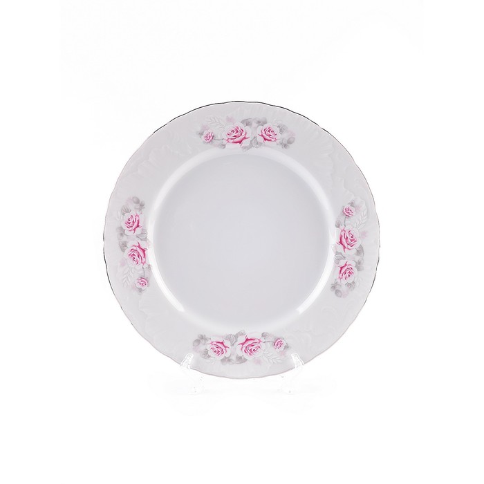 Тарелка десертная Cmielow Rococo «Бледные розы, отводка платина», d=21 см тарелка десертная 17 см rococo декор бледные розы отводка золото