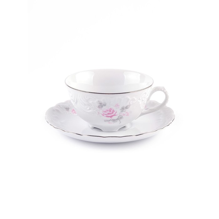 Чайная пара Cmielow Rococo «Бледные розы, отводка платина», 220 мл чайная пара cmielow e361 220 мл