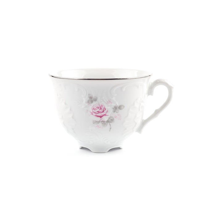 цена Чашка чайная Cmielow Rococo «Бледные розы, отводка платина», 330 мл