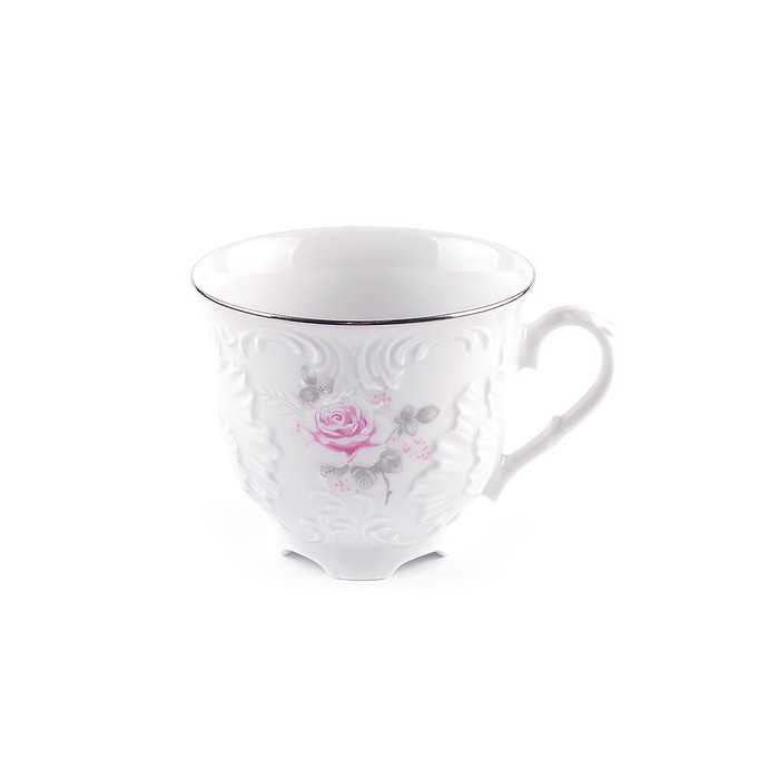 Чашка кофейная Cmielow Rococo «Бледные розы, отводка платина», 170 мл