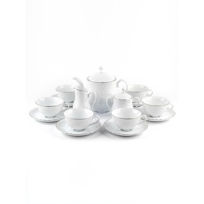 Чайный сервиз Cmielow Rococo «Отводка платина», 15 предметов чайный сервиз cmielow рококо узор платина фарфор