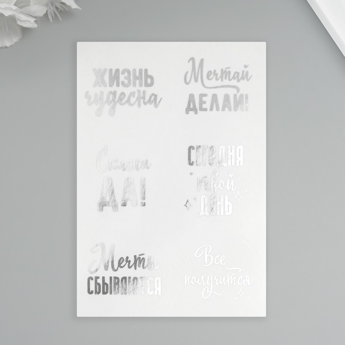 

Наклейки (стикеры) "Мотивация" 10х15 см, цвет серебро, 5-316
