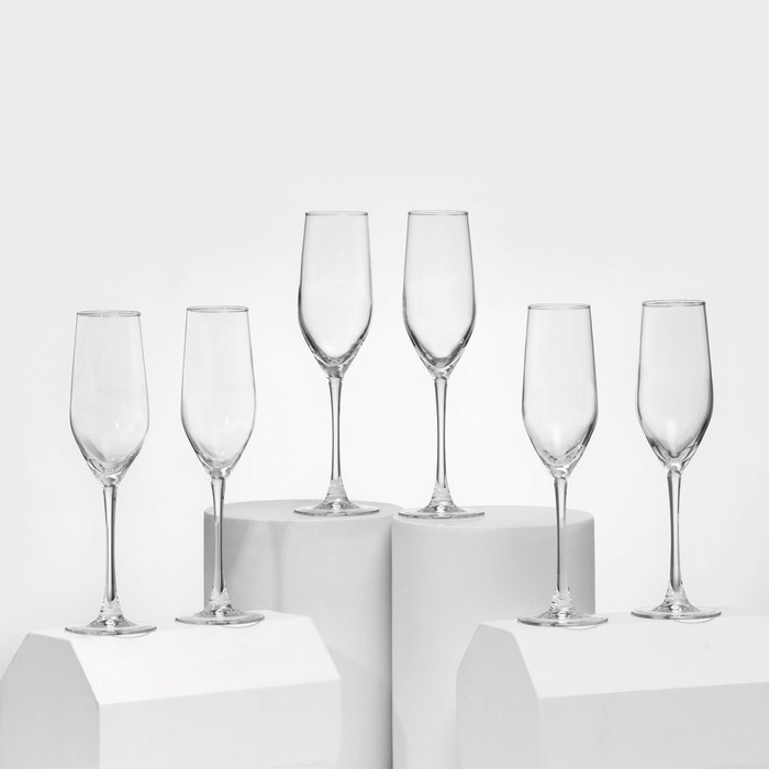 Набор стеклянных бокалов для шампанского «Селест», 160 мл, 6 шт набор бокалов для шампанского rcr laurus 6 шт 160 мл