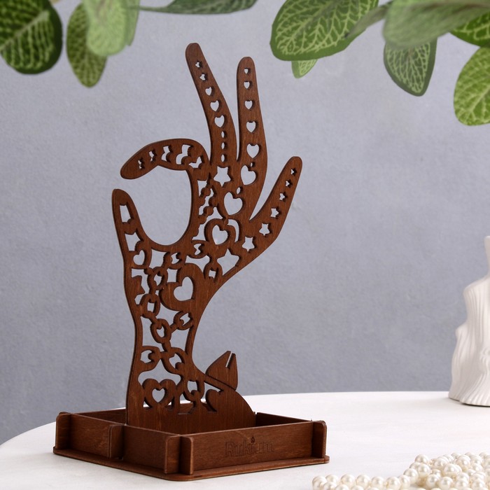 фото Подставка для украшений "рука", темное дерево, 25 х 12 х 12 см