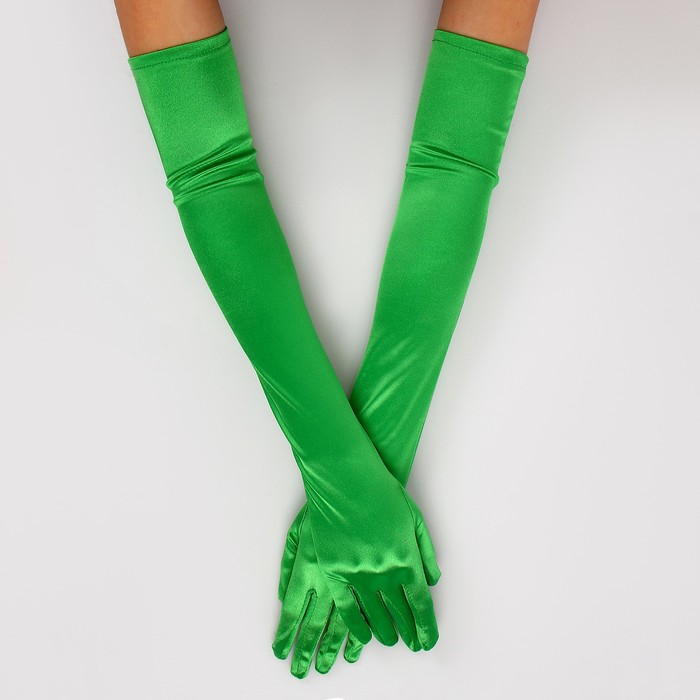 Карнавальный аксессуар- перчатки 55см, цвет зеленый цена и фото