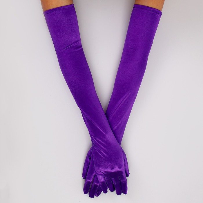 Карнавальный аксессуар - перчатки 55см, цвет фиолетовый цена и фото