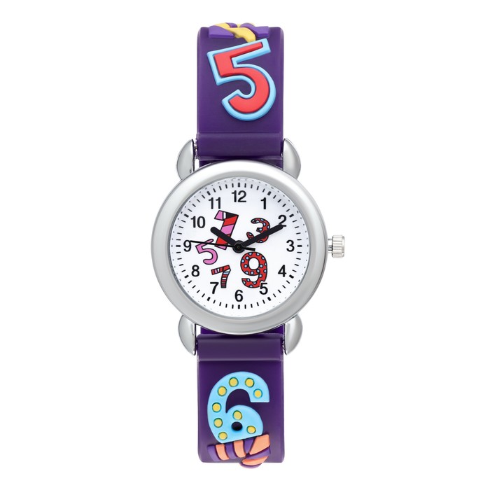 Часы наручные детские, Цифры, d-2 см, ремешок силикон l-20 см, фиолетовые часы наручные электронные детские цифры d 3 см длина 20 см микс
